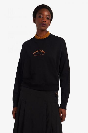 Dámské Mikiny Fred Perry Arch Branded Černé | CZ 1054WNBY